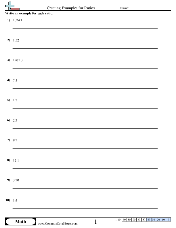 Creating Examples for Ratios Worksheet - Creating Examples for Ratios worksheet
